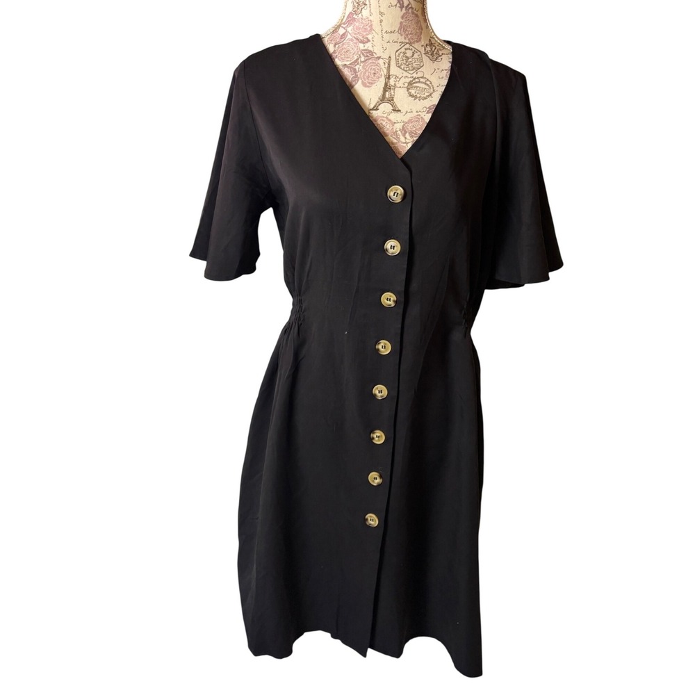 Vintage little Black Dress‎ Gold Button Womens L dat nigh dress party dress